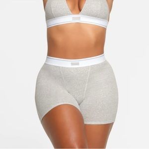 SKIMS Heather Grey Cotton Rib Boxer